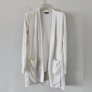 LAFAYETTE 148 | Cotton Cardigan Silk Panel Ivory Cream Sz MEDIUM
